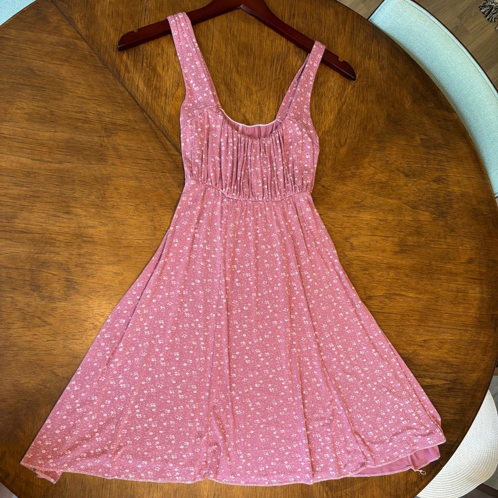 Pink floral mini dress